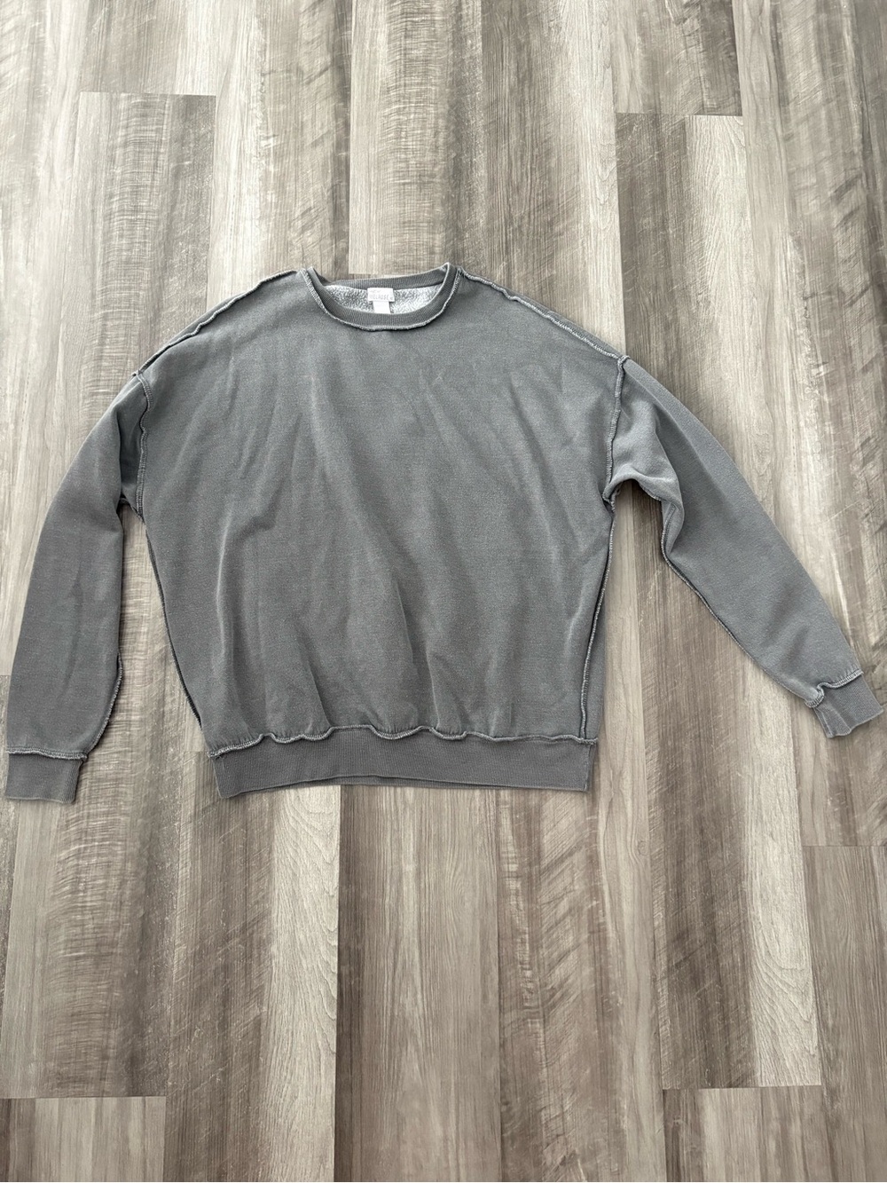Women's Washed Gray Crewneck Sweater - Casual Pullover